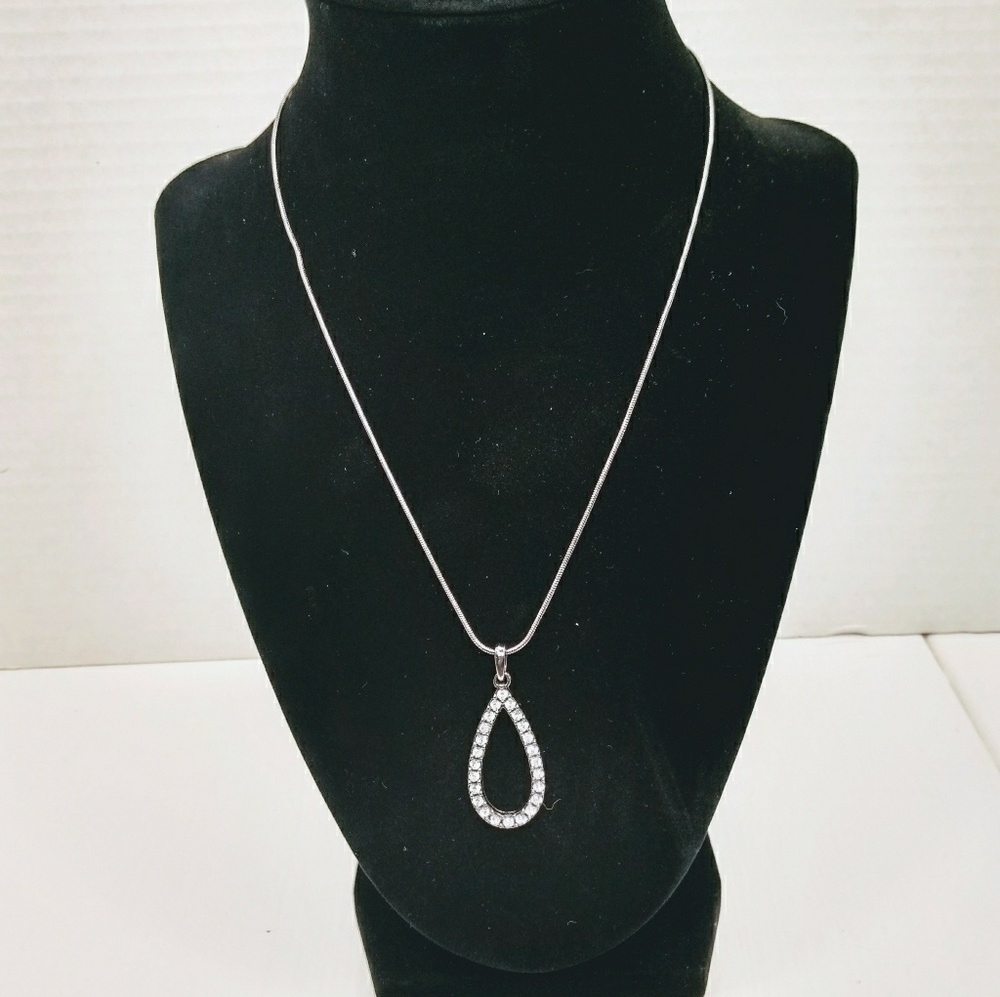 Gunmetal crystal teardrop necklace
